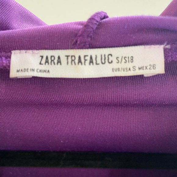 Zara Cropped Deep Purple Velvet Hoodie - Picture 4 of 4